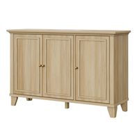 Commode large à 6 tiroirs en chêne naturel, style farmhouse, avec cadre surélevé, pour rangement de vêtements de chambre à coucher