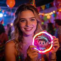 Tambourin LED rond de 5 pouces, néon, sonore, en PVC/ABS durable, thème romantique, cadeau pour les fêtes, les événements, les activités promotionnelles