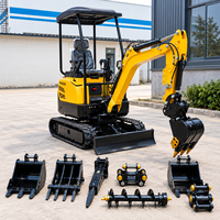 Vente Flash Expédition Rapide Mini-Excavatrice sur Chenilles 1,5 Tonne Multifonctionnelle pour la Rénovation des Terres Agricoles