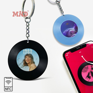 공장 가격 RFID NFC 블랙 비닐 레코드 키링 음악 키체인 미니 CD 앨범 NFC 키체인 - Product Image 6