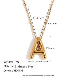 สร้อยคอประดับอักษรลูกโป่งสำหรับงานเลี้ยงสีทอง18K ทำจากสเตนเลสสตีลสำหรับผู้หญิงจี้อินเทอร์เน็ตสำหรับผู้หญิงยุโรปและอเมริกา - Product Image 4