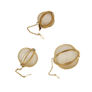 Envío Rápido: Colador de Té de Latón, Accesorios de Acero Inoxidable, Filtro de Malla, Bola de Té, Infusor de Té Dorado - Product Image 6