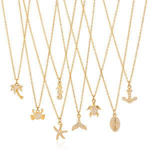 Collares de Moda Hawaiana de Verano, Joyería de Acero Inoxidable 316L, Chapado en Oro de 14k y 18k, Collar con Circonitas, para Mujer - Product Image 5