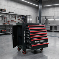 Armoire à outils à 7 tiroirs robuste avec porte latérale, chariot à outils roulant pour garage, atelier, réparation automobile