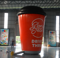 Tasse de thé au lait gonflable avec logo personnalisé géant de 6m, tasse de café de thé au lait gonflable de publicité extérieure