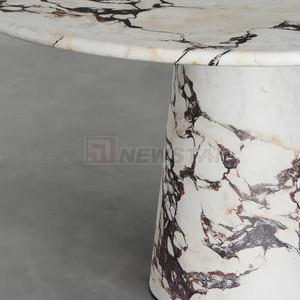 Newstar meubles de luxe en marbre naturel pierre Calacatta alto marbre moderne rond en marbre ensemble de <span class=keywords><strong>table</strong></span> à manger pour salle à manger - Product Image 5
