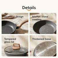 Caannasweis Wajan Penggorengan Aluminium Granit Anti Lengket, Wajan Telur Dadar, Kompatibel dengan Induksi, Bebas PFOA, Ringan (Abu-abu 26cm)