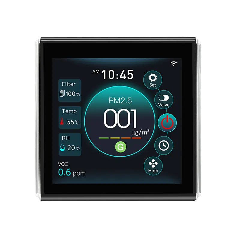 स्मार्ट 4 इंच ताजा हवा वेंटिलेशन प्रणाली VOC PM2.5 तापमान आर्द्रता रंग स्क्रीन मॉनिटर नियंत्रक