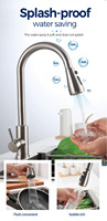 Robinet mélangeur de cuisine moderne avec douchette extractible, en acier inoxydable, idéal pour évier de cuisine domestique, vente en gros