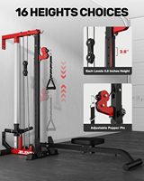 Sistema de Poleas para Ejercicios de Dorsal y Crossover, Montaje en Pared, Acero Aleado, 16 Posiciones Ajustables, Alto/Bajo, Gimnasio en Casa, Parte Superior del Cuerpo