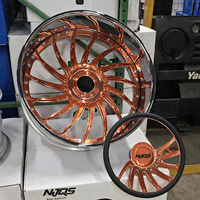 Jantes de voiture NJQS personnalisées 22 24 26 28 pouces 5x114.3 5x127 5x139.7 Chrome Or Rose Grand Bord pour camionnettes DONK G Body Roues forgées
