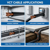 Cable Plano VCT de 3 Núcleos 450/750V IEC 57 con Aislamiento de PVC y Revestimiento de PVC 1.5-35mm² para Uso General en Tailandia