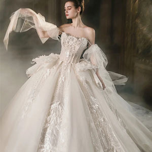 Lsxy41 nouvelle <span class=keywords><strong>robe</strong></span> <span class=keywords><strong>de</strong></span> mariée <span class=keywords><strong>de</strong></span> Style rétro français, haut tubulaire mince, industrie lourde, <span class=keywords><strong>grande</strong></span> queue, 2022 - Product Image 4