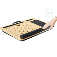 Bureau d'ordinateur portable à angle réglable en bambou avec coussin et coussin de poignet souple pour le bureau