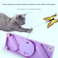 Jouet pour chat électrique automatique écologique en plastique, papillon rotatif lumineux, jeu de poursuite pour chaton, trois en un, clochette à herbe à chat
