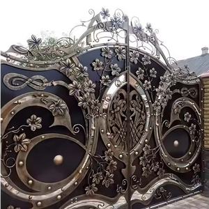 Rising Custom Windproof Modern Metal Grill Diseño de doble puerta Puerta delantera esmaltada Precio forjado de hierro con precio de fábrica - Product Image 2