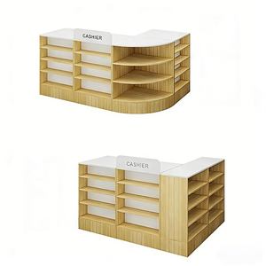 Comptoir de caisse et de réception moderne et durable pour supermarché, épicerie, hôtel – Présentoir de caisse – Construction bois-métal - Product Image 6