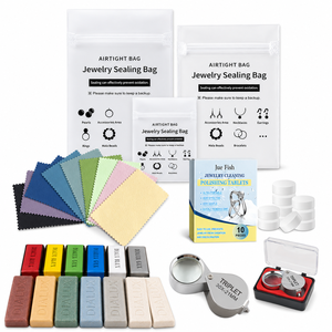 Jewelry Starter <b>Kit</b> Anti Tarnish Sealing Bags <b>Polishing</b> Cloth Cleaning Tablets Wax Jeweler Loupe Storage Case - Product Image 5