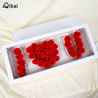 Boîte à fleurs pour la fête des mères Qibai Roses conservées avec mots «Je t'aime» et «Maman» Fenêtre rectangulaire en PVC Boîte à dossiers floraux élégants