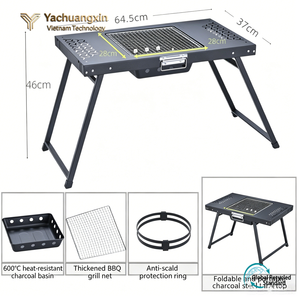 Barbecue portable pliable en métal pour extérieur, idéal pour le camping, la cuisson et la préparation du thé - Product Image 3