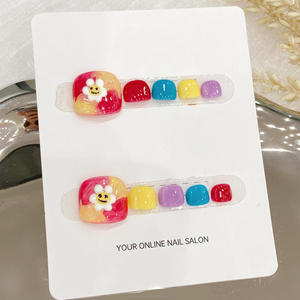 <span class=keywords><strong>Uñas</strong></span> Postizas <span class=keywords><strong>de</strong></span> Gel Suave para los Pies, Diseño Hermoso, Reutilizables, Coloridas, con Flores, para el Verano, Venta al Por Mayor - Product Image 3