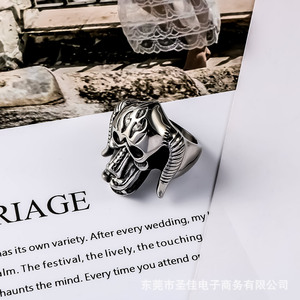 Anillo Único Retro de Titanio y Acero con Diseño de Cuerno de Toro SA880, Joyería con Forma de Animal, Regalo - Product Image 3