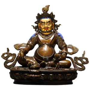 Estatua de Buda de Dios de la riqueza, estatua de bronce pintado, amarillo, tibetano, nepalés, 10 pulgadas