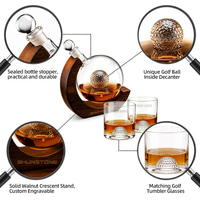 Ensemble de carafe à whisky de luxe pour le golf, 2 verres, support en bois massif, carafe à liqueur créative, cadeaux promotionnels d'entreprise pour la retraite