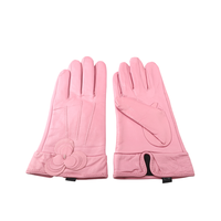 Gants en peau de chèvre nappa rose pour femmes, 100% peau de chèvre, doublés de polaire, style uni, pour l'hiver, thermiques, pour le cyclisme quotidien, utilisation en extérieur