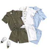 Vêtements pour bébés et tout-petits personnalisés OEM d'usine, ensemble décontracté en coton à manches courtes et col rabattu pour garçons