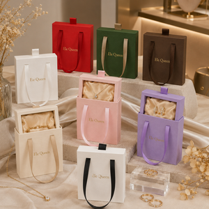 Luxury Sliding Drawer Jewelry Packaging <b>Box</b> With Ribbon Pull Custom Logo Paper <b>Gift</b> <b>Box</b> <b>For</b> Earrings <b>Rings</b> Necklaces - Product Image 3