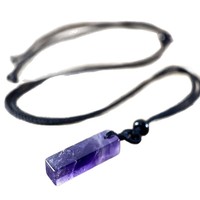 Collier pendentif barre en pierres de cristal, cadeau pierre de naissance de février, pour femmes et hommes, collier bâtonnet en quartz améthyste brut