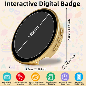 Pantalla Táctil HD de 1.85 Pulgadas, Insignia Electrónica con Imagen Personalizada, GIF Dinámico, Carga Tipo-<span class=keywords><strong>C</strong></span>, 500 mAh, para Conciertos, Comic Con - Product Image 4