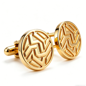 Ensemble de boutons de manchette et pince à cravate en acier inoxydable plaqué or personnalisé, avec motif 3D en relief, pour homme, idéal pour les occasions formelles, promotion ou cadeau d'affaires - Product Image 2