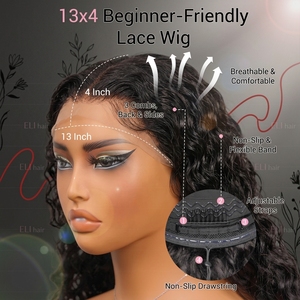Perruques brésiliennes en cheveux humains, boucles œuf, perruques sans colle 13x4 Lace Front, pré-épilées, prêtes à porter, cuticules alignées, perruques brutes - Product Image 4
