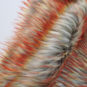 Copridivano e Cuscino in <span class=keywords><strong>Pelliccia</strong></span> Sintetica Stampata, Caldo e alla Moda per Autunno e Inverno, Tessuto per la Casa in 100% Poliestere, <span class=keywords><strong>Arancione</strong></span> e Grigio - Product Image 2