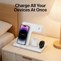 Stasiun Pengisian Daya Lipat Magnetik 3 in 1 LED 15W, Pengisi Daya Nirkabel Cepat untuk Ponsel, Jam Tangan, dan Earphone