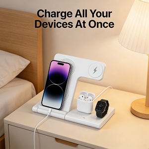 Station de charge magnétique <span class=keywords><strong>3</strong></span> en 1 LED 15W pliable, charge rapide pour téléphone, montre, écouteurs, chargeur sans fil, support de charge - Product Image 3