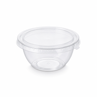 Transparante plastic wegwerp schaal 300ml 95x52mm met deksel, kleine schaal voor soep, snacks, dessert, fruitsalade, voedselveilige PP, lekvrij