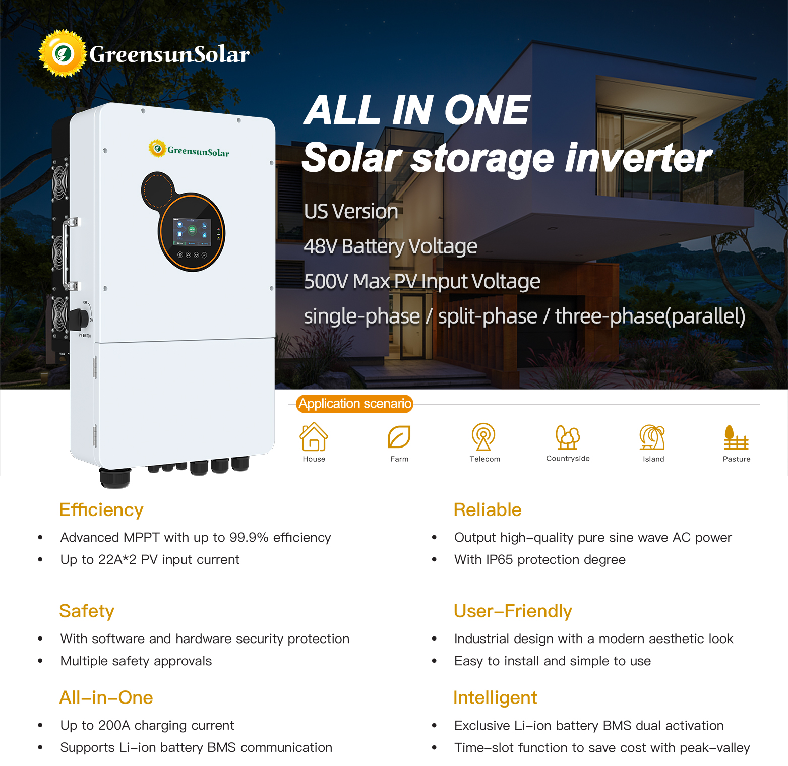 SRNE SEI-8K-UP Split Phase Hybrid Inverter - 12KW Solar Power