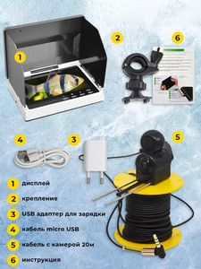 Caméra de pêche portable 5 pouces étanche IP68 avec écran tactile 20M, vision nocturne et moniteur 1800TVL pour la pêche sous-marine et la pêche sur glace - Product Image 3