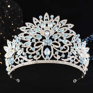 Couronne de <span class=keywords><strong>mariage</strong></span> baroque, diadème royal en filigrane doré pour mariée, costume, photographie, bal de promo, gala, serre-têtes couronnes vertes et colorées - Product Image 5