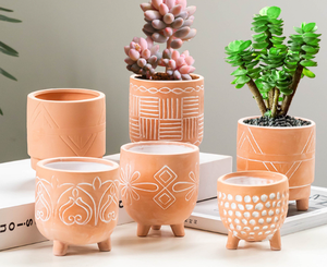 Tráng Men Đất Nung Planter Với Chân Giá Rẻ Trong Nhà Và Ngoài Trời Nhà Vườn Nồi <span class=keywords><strong>Mini</strong></span> Đất Nung Chậu Để Bán - Product Image 1