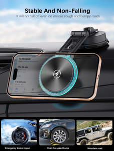 <span class=keywords><strong>Support</strong></span> de téléphone magnétique pliable pour <span class=keywords><strong>voiture</strong></span> avec charge rapide sans fil, fixation à ventouse puissante pour tableau de bord, compatible Android - Product Image 2