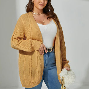 OFF20 %, venta al por mayor, cárdigan de punto con <span class=keywords><strong>cuello</strong></span> en V y temperamento de Color sólido para <span class=keywords><strong>mujer</strong></span>, abrigo de suéter transfronterizo sencillo sin botones que combina con todo - Product Image 3