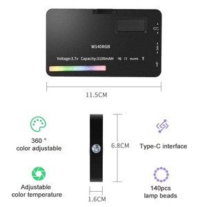 Bon mini lampe de remplissage de <span class=keywords><strong>vidéo</strong></span> photo W140 RGB LED caméra lumière <span class=keywords><strong>vidéo</strong></span> batterie rechargeable Type <span class=keywords><strong>C</strong></span> Kit lumière de photographie - Product Image 4