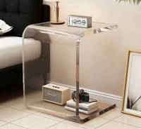 Table d'appoint en acrylique transparent, table d'angle de canapé moderne et minimaliste