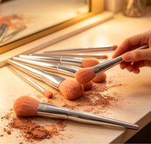9pcs Makeup Brush Set Synthetic Hair Flat <b>Eye</b> Foundation Face Concealer Private Label Professional Cosmetic Brush Kit - Product Image 4