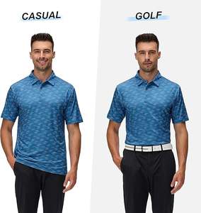 Polo de Golf a rayas de manga corta para hombre, que absorbe la humedad, ajuste de rendimiento, decoración de botones, Material de tela - Product Image 4