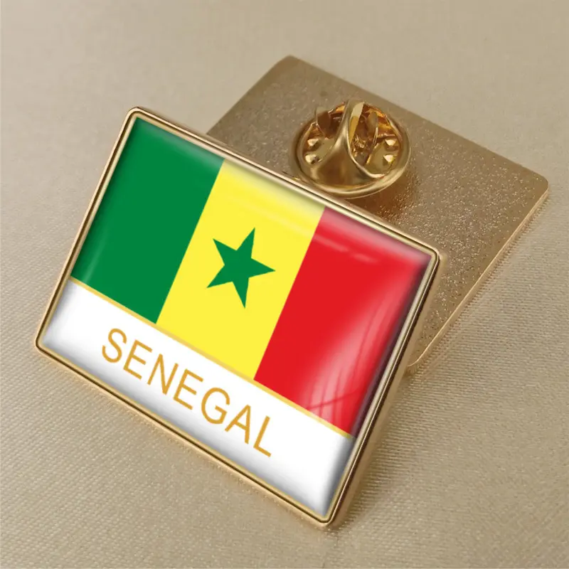 セネガルの国旗クリスタルジェルドロップバッジブローチフラッグバッジ世界各国